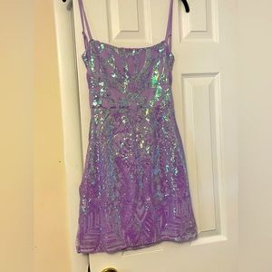 Purple Open Back Short Detailed Dress -Size 6